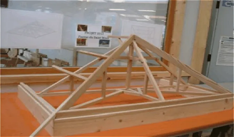 Maquette de la charpente et usinage au lycée Malraux